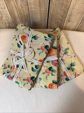 Anthropologie Set of Six Floral Cotton Napkins Cottagecore